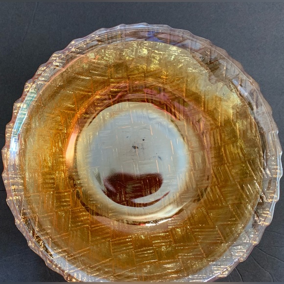 Vintage Fire King Peach Lustre basketweave bowl - Picture 2 of 8